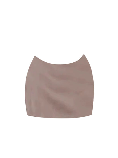 Wonderful Cinched-Waist Crop Top Bodycon Mini Dress Elegant Light Nude Square Neck Short-Sleeve Short Dress AP5253