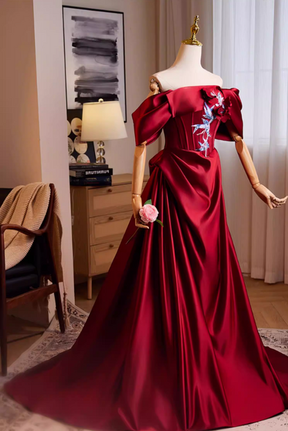 Fresh Off-Shoulder Red A-Line Sweet 16th Dresses Sequins Beads 3D Appliques Prom Dress AP5262