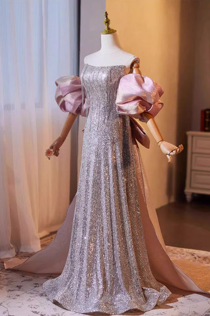 Dainty Off-Shoulder A-Line Sweet 16th Dresses Sequins Tassel Prom Dress AP5266