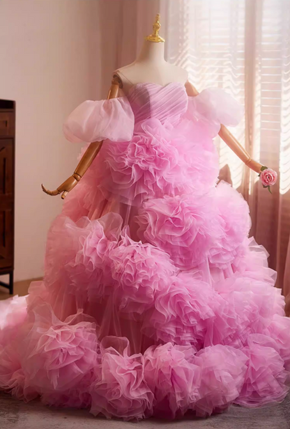 Luxury Off-Shoulder A-Line Sweet 16th Dresses Ruffles Tulle Prom Dress AP5272