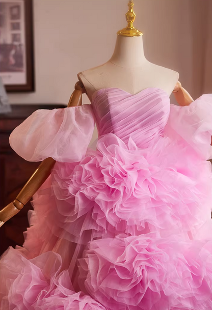 Luxury Off-Shoulder A-Line Sweet 16th Dresses Ruffles Tulle Prom Dress AP5272