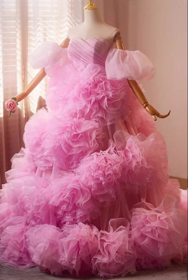 Luxury Off-Shoulder A-Line Sweet 16th Dresses Ruffles Tulle Prom Dress AP5272
