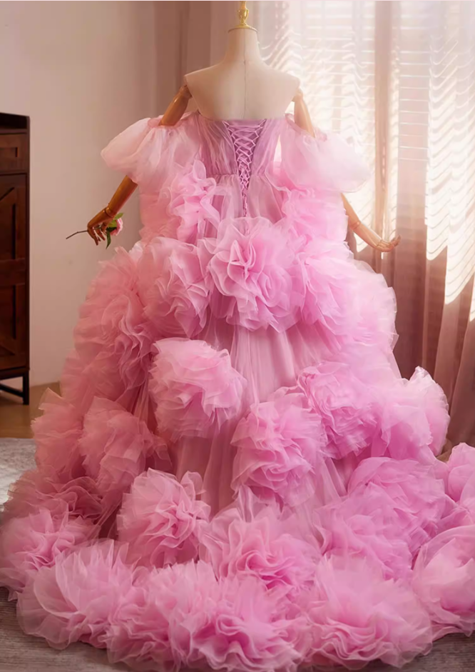 Luxury Off-Shoulder A-Line Sweet 16th Dresses Ruffles Tulle Prom Dress AP5272
