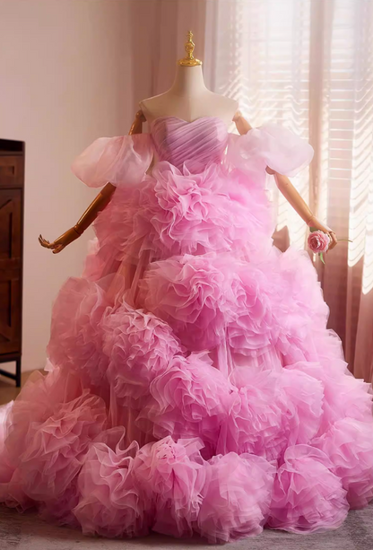 Luxury Off-Shoulder A-Line Sweet 16th Dresses Ruffles Tulle Prom Dress AP5272