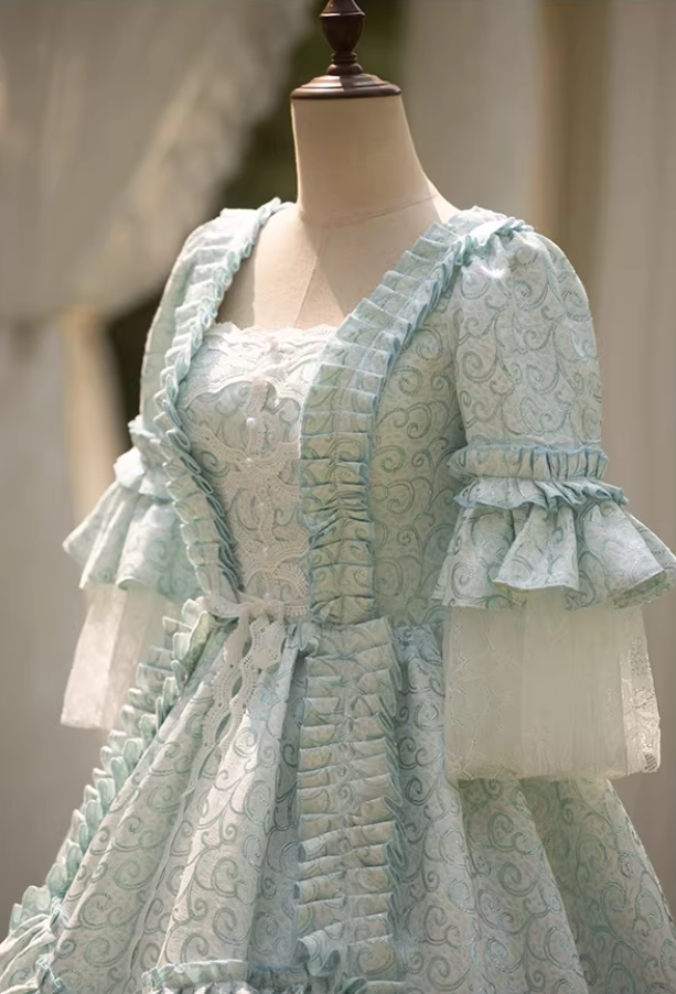 Elegant Square Neck A-Line Ruffles Sweet 16th Dresses Long Sleeve Lace Beads Prom Dress AP5274