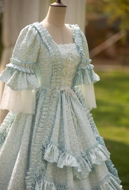 Elegant Square Neck A-Line Ruffles Sweet 16th Dresses Long Sleeve Lace Beads Prom Dress AP5274