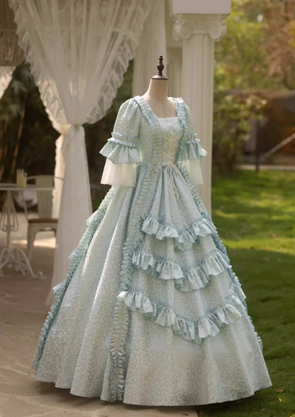 Elegant Square Neck A-Line Ruffles Sweet 16th Dresses Long Sleeve Lace Beads Prom Dress AP5274