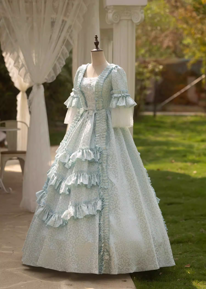 Elegant Square Neck A-Line Ruffles Sweet 16th Dresses Long Sleeve Lace Beads Prom Dress AP5274