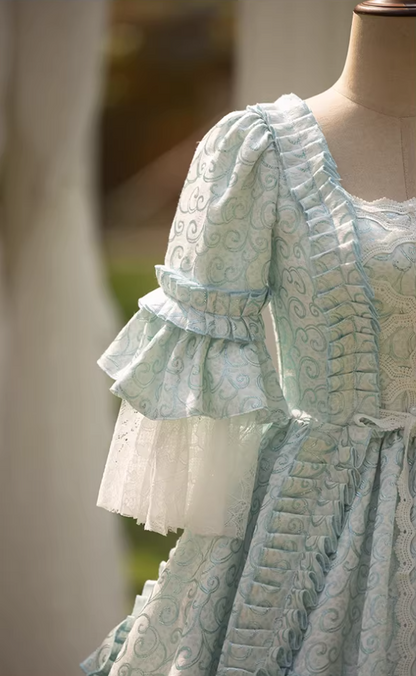 Elegant Square Neck A-Line Ruffles Sweet 16th Dresses Long Sleeve Lace Beads Prom Dress AP5274