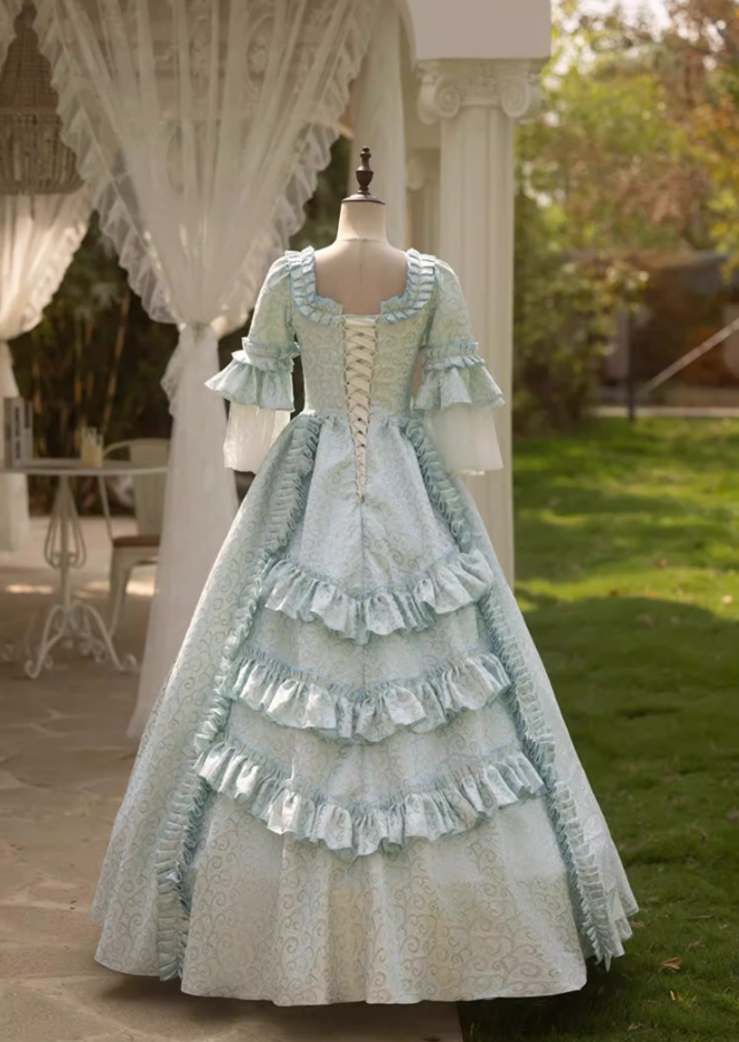 Elegant Square Neck A-Line Ruffles Sweet 16th Dresses Long Sleeve Lace Beads Prom Dress AP5274