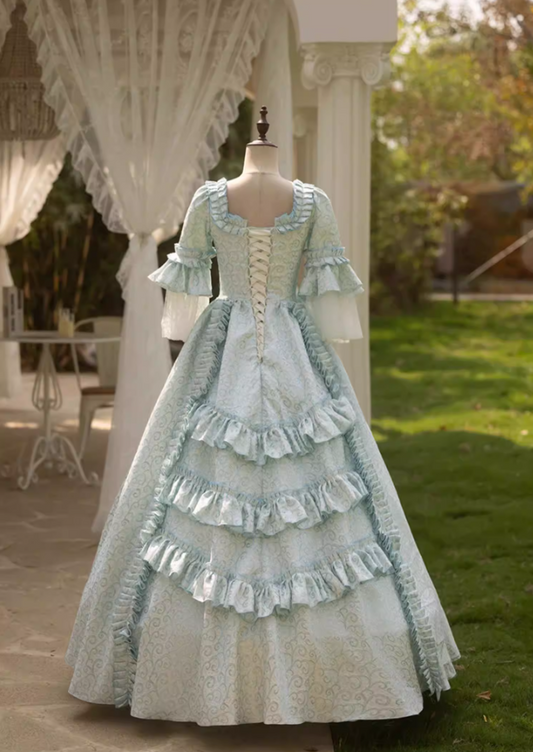 Elegant Square Neck A-Line Ruffles Sweet 16th Dresses Long Sleeve Lace Beads Prom Dress AP5274