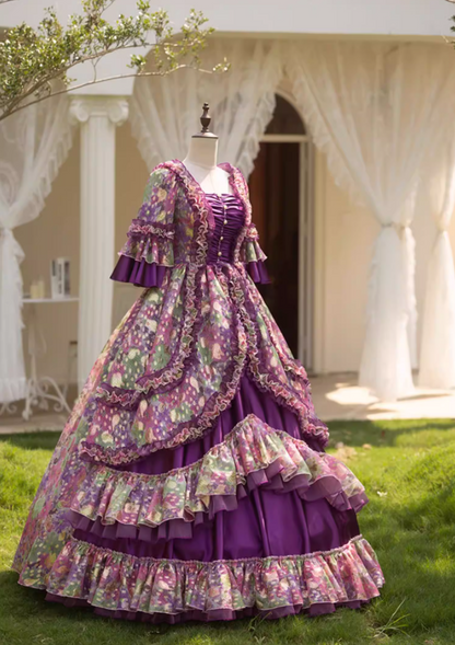 Fantastic Square Neck A-Line Floral Sweet 16th Dresses Sequins Pearls Long Sleeve Ruffles Prom Dress AP5276