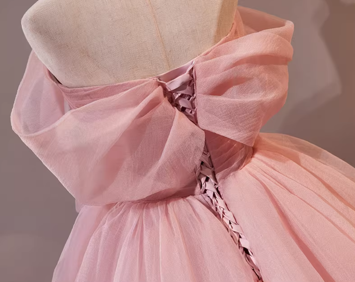 Adorable Off-Shoulder A-Line Pleated Tulle Sweet 16th Dresses Handmade Flowers Beads Prom Dress AP5302