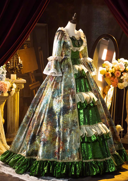 Modern Square Neck A-Line Tiered 16th Dresses Ruffles Long Sleeve Bow Lace 3D Floral Prom Dress AP5313