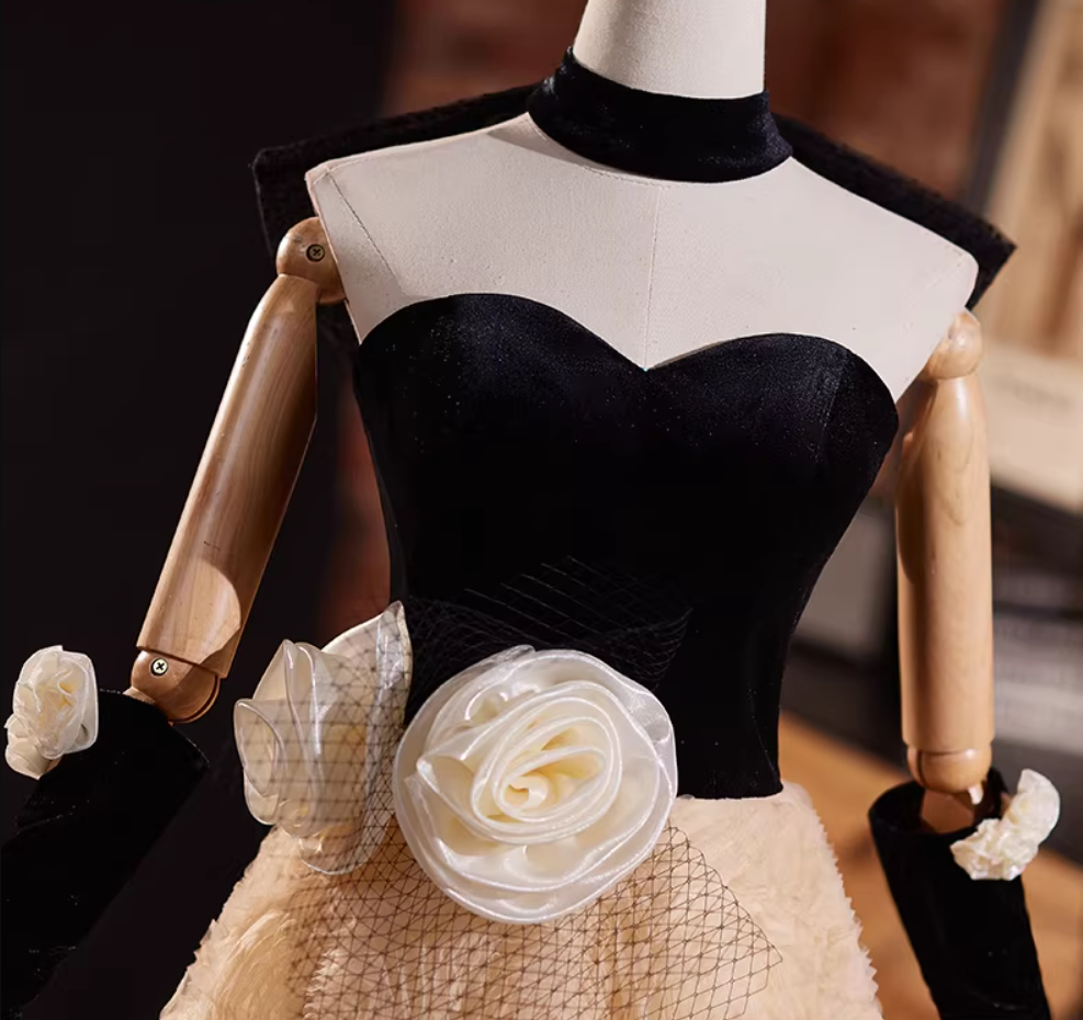 Princess Strapless A-Line Textured Sweet 16th Gowns Handmade Flowers Prom Dress AP5314