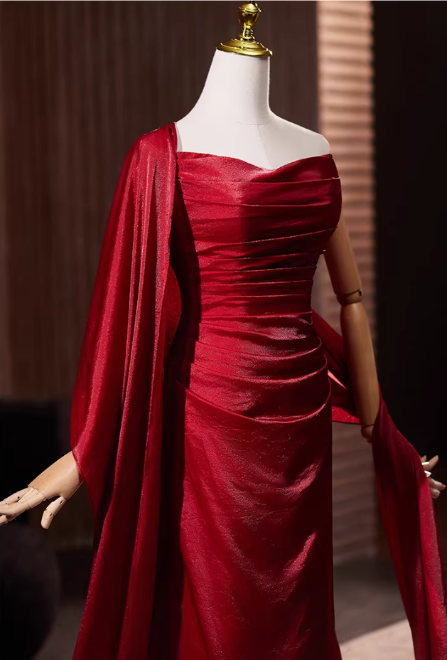 Pretty Sheath Strapless Sweet 16th Dresses Red Satin Prom Dress AP5316