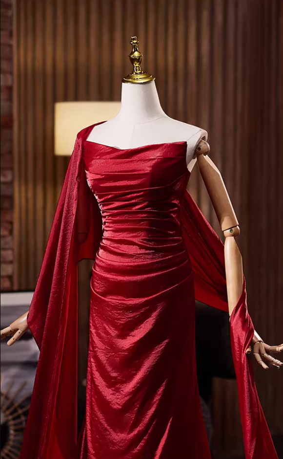 Pretty Sheath Strapless Sweet 16th Dresses Red Satin Prom Dress AP5316