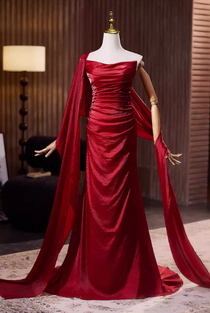 Pretty Sheath Strapless Sweet 16th Dresses Red Satin Prom Dress AP5316