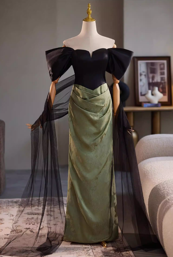 Retro Sheath Off-Shoulder Pleated Sweet 16th Dresses Jacquard Prom Dress AP5319