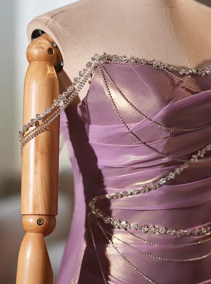 New Tendency Off-Shoulder High-Slit Evening Mermaid Dress Beading Draped Prom Dress AP5320
