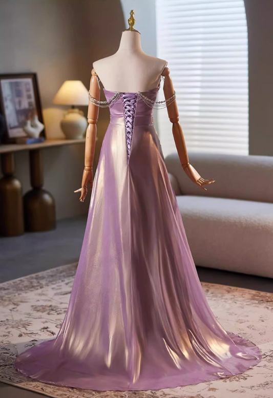 New Tendency Off-Shoulder High-Slit Evening Mermaid Dress Beading Draped Prom Dress AP5320
