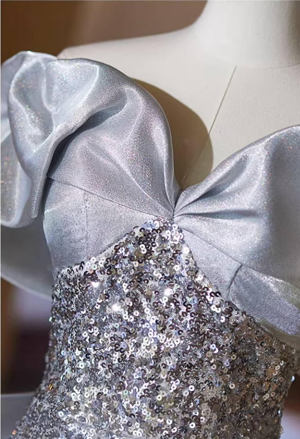 Sleek A-Line Off-Shoulder Sweet 16th Dresses With Tulle Train Ombre Sequins Prom Dress AP5346