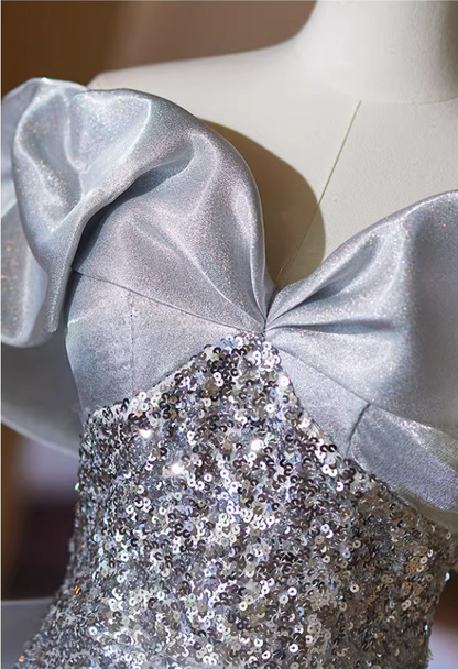 Sleek A-Line Off-Shoulder Sweet 16th Dresses With Tulle Train Ombre Sequins Prom Dress AP5346