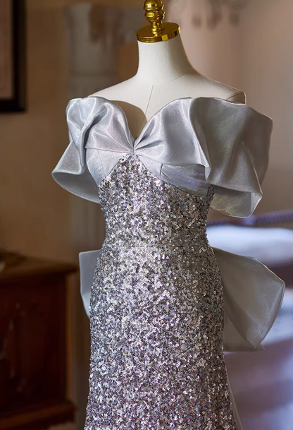 Sleek A-Line Off-Shoulder Sweet 16th Dresses With Tulle Train Ombre Sequins Prom Dress AP5346