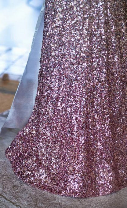 Sleek A-Line Off-Shoulder Sweet 16th Dresses With Tulle Train Ombre Sequins Prom Dress AP5346