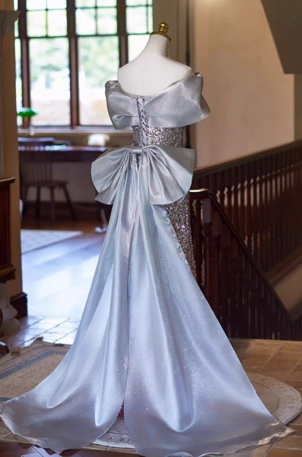 Sleek A-Line Off-Shoulder Sweet 16th Dresses With Tulle Train Ombre Sequins Prom Dress AP5346