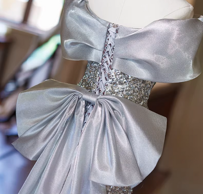Sleek A-Line Off-Shoulder Sweet 16th Dresses With Tulle Train Ombre Sequins Prom Dress AP5346