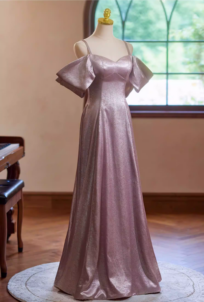 Simple A-Line Off-Shoulder Sweet 16th Dresses Lustrous Satin Prom Dress AP5350