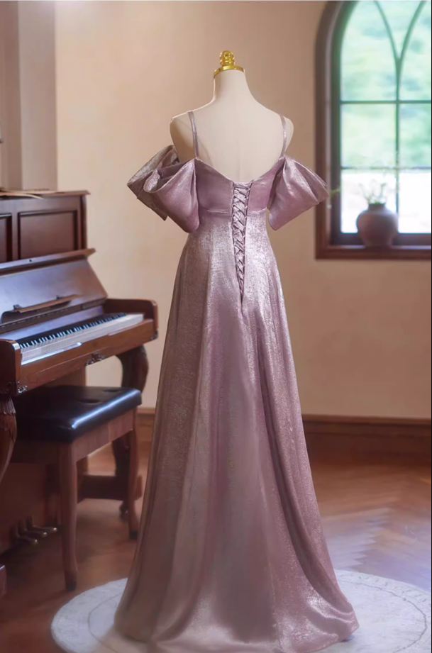 Simple A-Line Off-Shoulder Sweet 16th Dresses Lustrous Satin Prom Dress AP5350