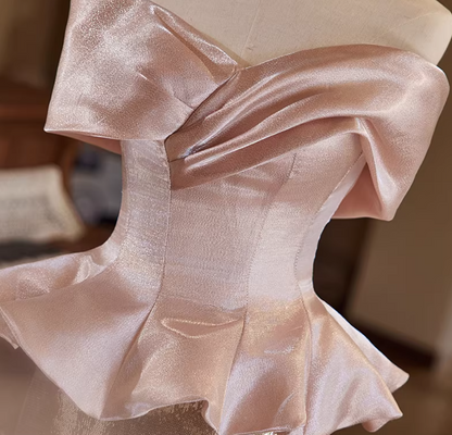 Fabulous Off-Shoulder Ruffled Evening Mermaid Dress Satin Sequins Prom Dress AP5353