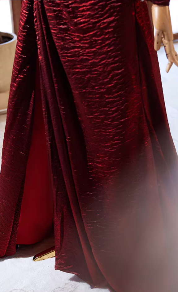 Classical Ruffled Off-Shoulder A-Line Long Sleeve Sweet 16th Dresses 3D Handmade Flowers High-Slit Prom Dress AP5359
