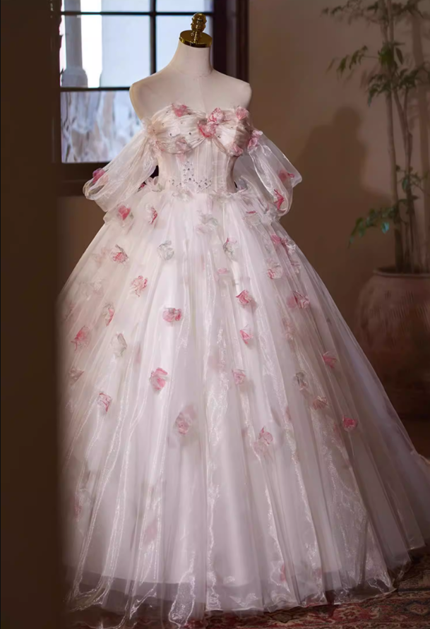 Adorable Off-Shoulder A-Line Layered Tulle Sweet 16th Dresses Appliques Sequins Prom Dress AP5384