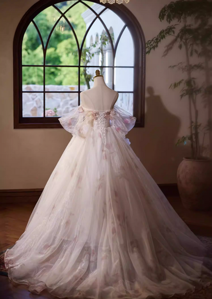 Adorable Off-Shoulder A-Line Layered Tulle Sweet 16th Dresses Appliques Sequins Prom Dress AP5384