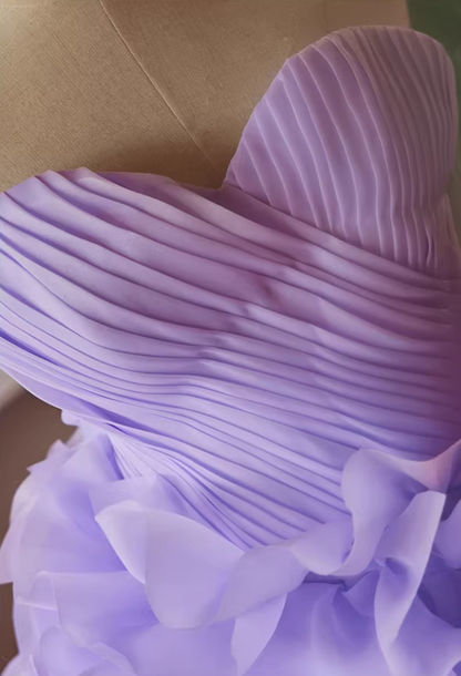 Fitted A-Line Strapless Pleated Sweet 16th Dresses Handmade Flowers Prom Dress AP5388