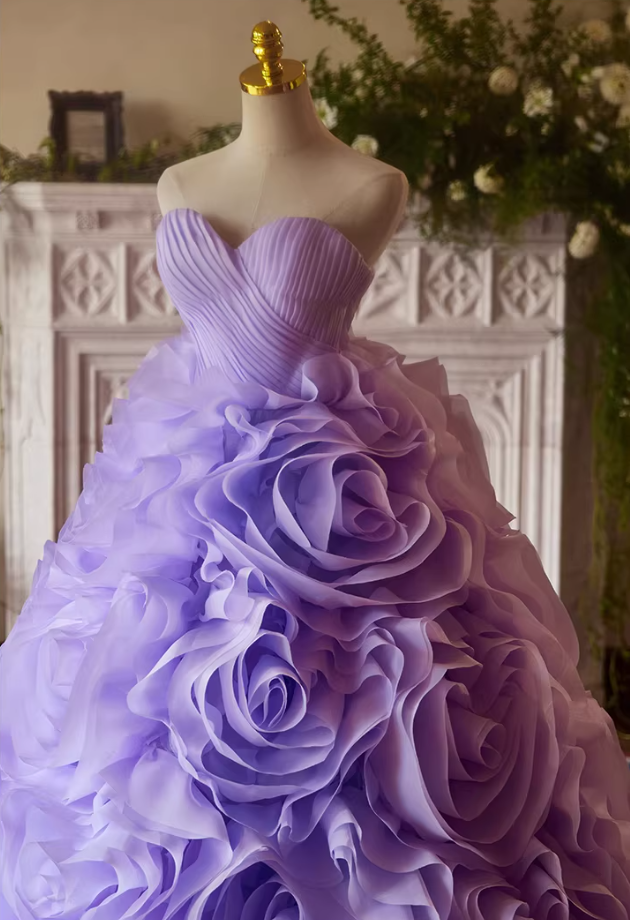 Fitted A-Line Strapless Pleated Sweet 16th Dresses Handmade Flowers Prom Dress AP5388