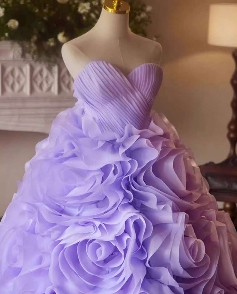 Fitted A-Line Strapless Pleated Sweet 16th Dresses Handmade Flowers Prom Dress AP5388