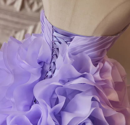 Fitted A-Line Strapless Pleated Sweet 16th Dresses Handmade Flowers Prom Dress AP5388