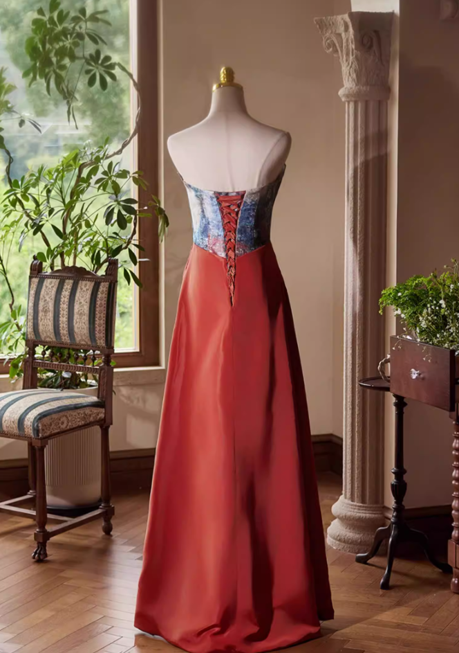 Trendy Sheath Strapless Printed Sweet 16th Dresses Draped Prom Dress AP5390