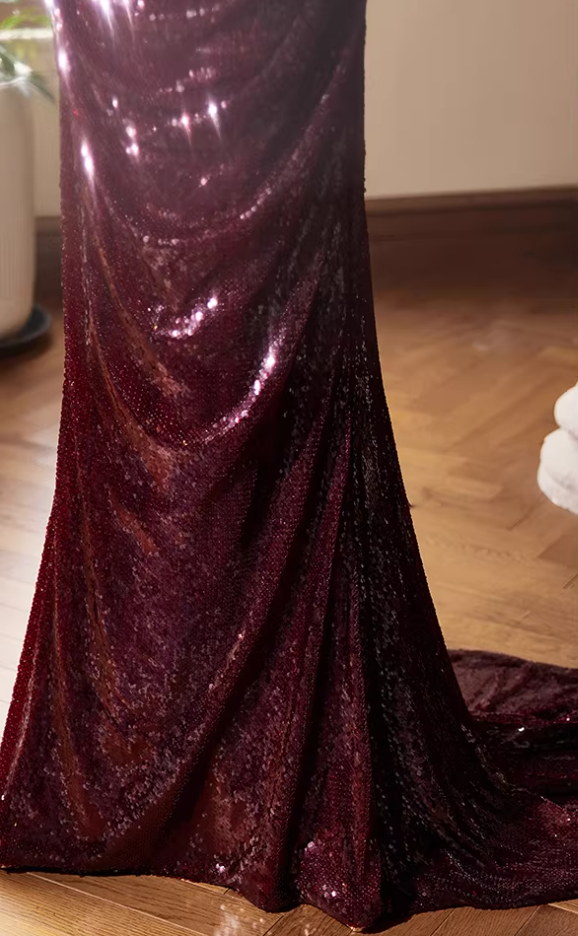 Attractive Off-Shoulder Long Evening Mermaid Dress Sequins Prom Dress AP5391