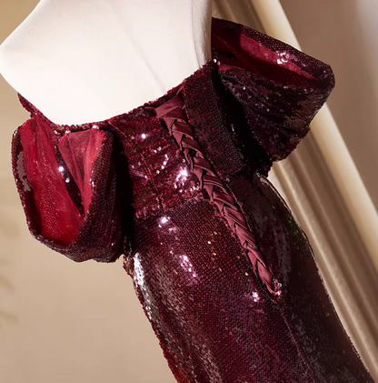 Attractive Off-Shoulder Long Evening Mermaid Dress Sequins Prom Dress AP5391