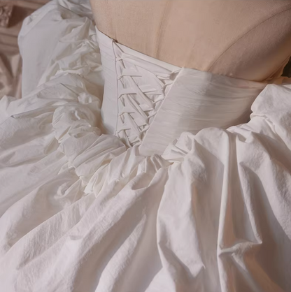 Pretty A-Line Strapless Bridal Gowns With Shawl High-Slit Wedding Dress AP5396