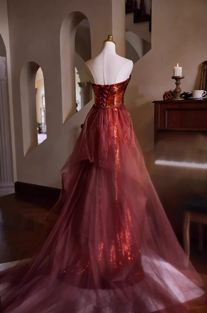 Gen Z Style Strapless Long Evening Mermaid Dress Sequins Beading Pleated Prom Dress AP5400