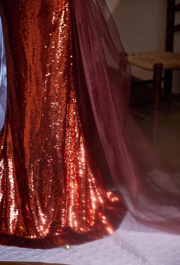 Gen Z Style Strapless Long Evening Mermaid Dress Sequins Beading Pleated Prom Dress AP5400