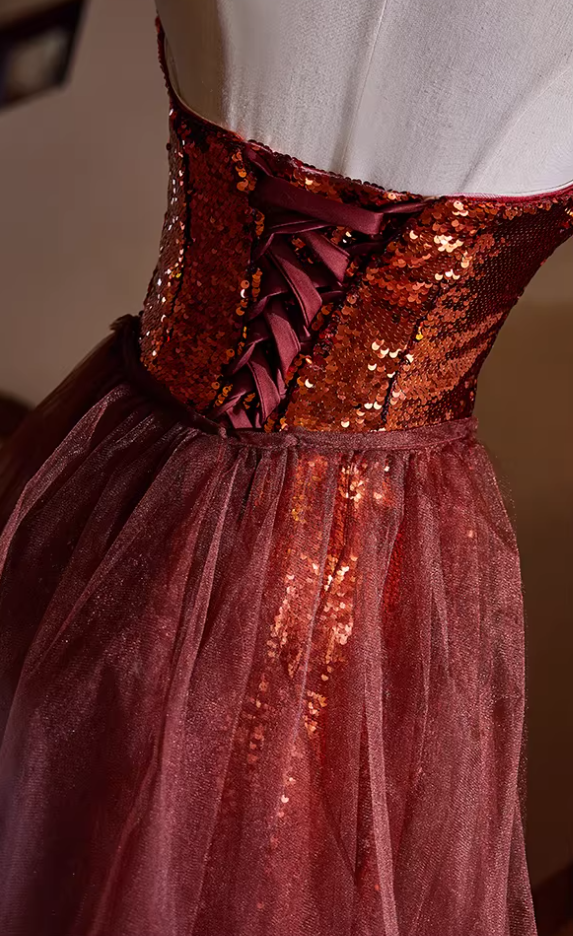 Gen Z Style Strapless Long Evening Mermaid Dress Sequins Beading Pleated Prom Dress AP5400