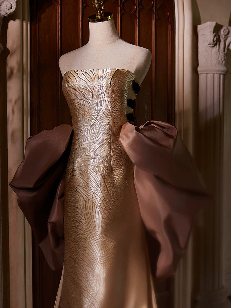 Hot Girls Strapless Long Evening Mermaid Dress Side-Slit Prom Dress AP5399