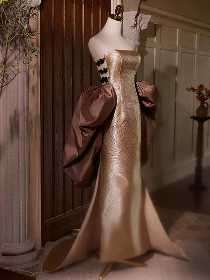 Hot Girls Strapless Long Evening Mermaid Dress Side-Slit Prom Dress AP5399
